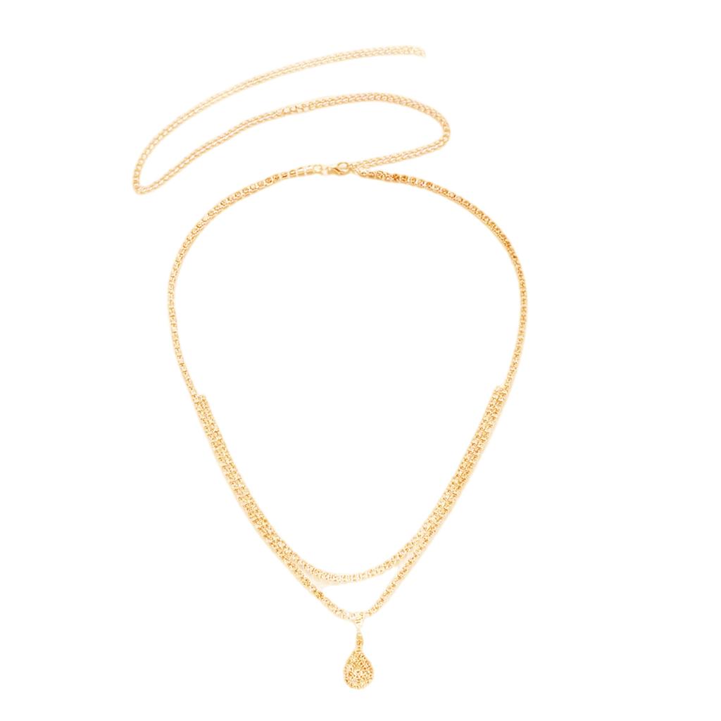 Double Layer Waterdrop Pendant Waist Chain Body Jewelry For Women Beach Party Daily Wear Elegant Accessory