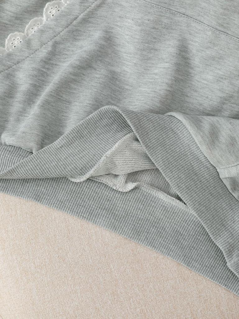 TikTok Trend: 2026 Autumn/Winter Mid-Length Hooded Sweatshirt for Women with Bowknot and Lace Details.