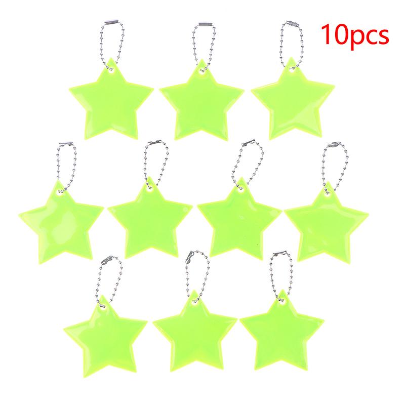 

10 шт. Светоотражающий брелок-подвеска Бабочка Звезда Подвеска для рюкзака Ночной предупреждающий знак Светоотражающее кольцо для ключей с двухсторонней печатью Star