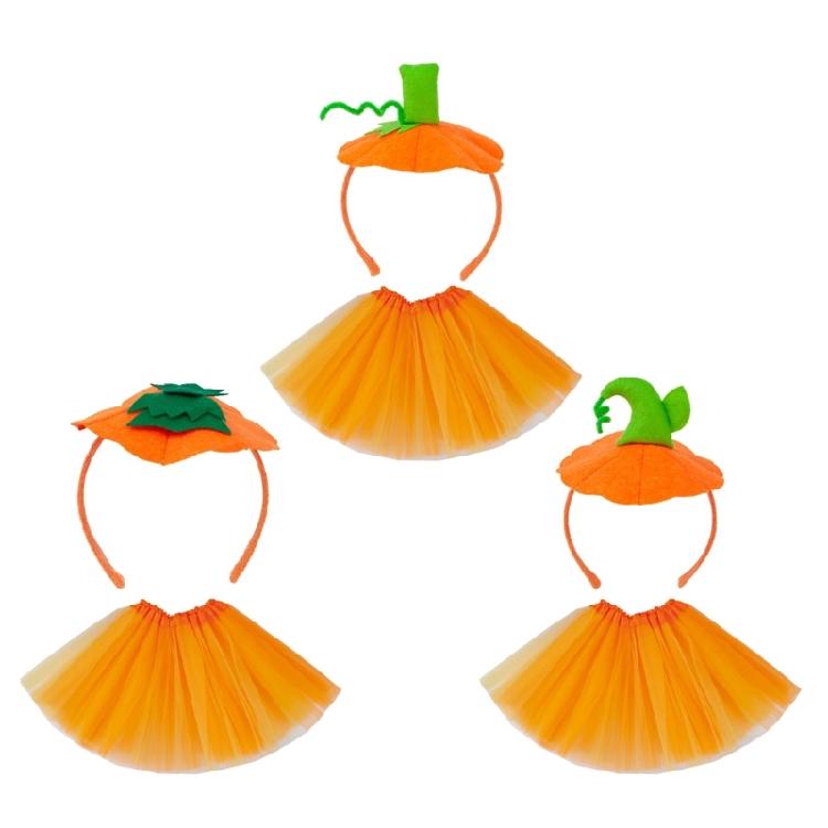 Pumpkin Costume Include Hairband, Skirt for Kid Birthday Halloween