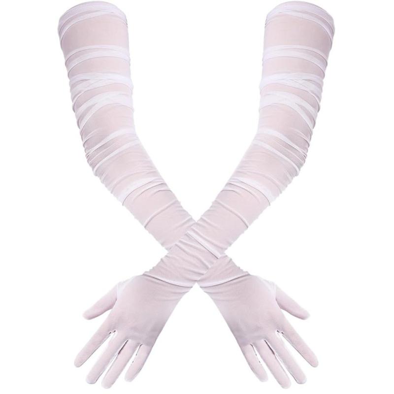 

70см Женские Сексуальные Складки Сетка Высокая Эластичность Очень Длинные Перчатки Мода Элегантные Оперные Тонкие Аксессуары для Платья