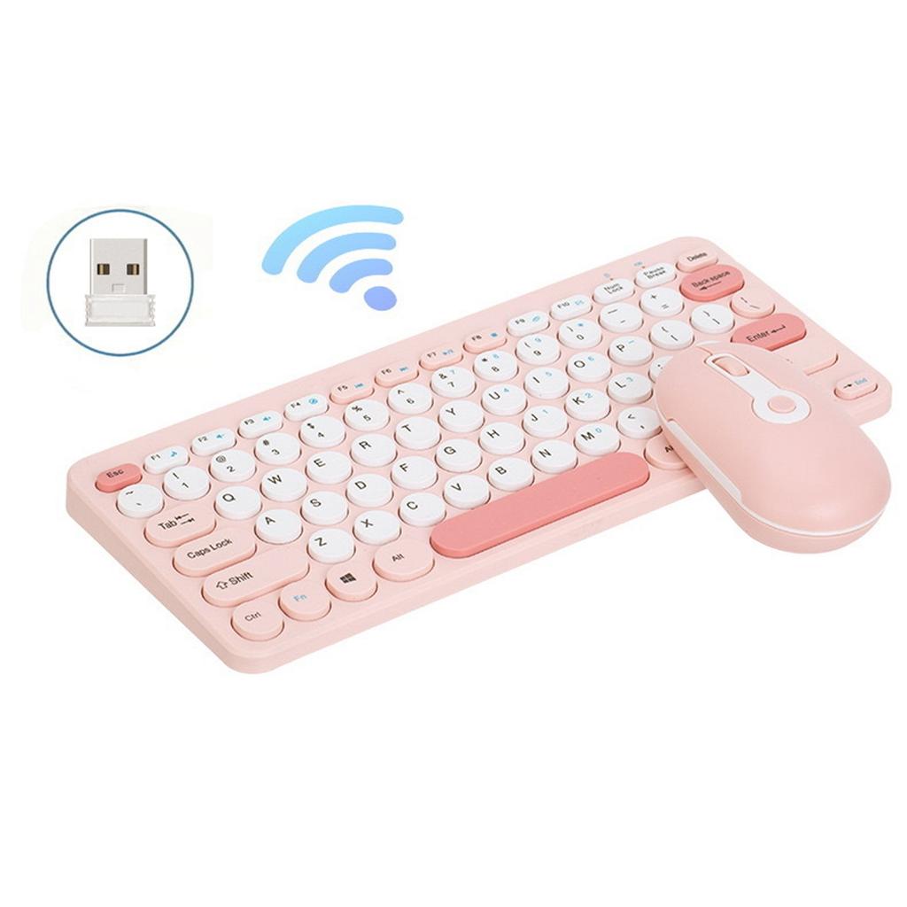 Wireless Keyboard Mouse Set Stylish Slim Round Keycaps Ergonomic 2.4G Keyboard Mouse Combo for Desktop PC Computer