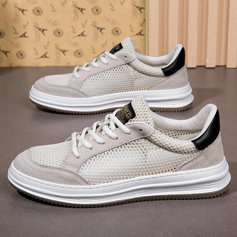 Fashion 2024 Summer New Breathable Mesh Shoes Lightweight Increased Height Men's Casual Shoes Italian Style Men's Oxford Shoes Lace Up
