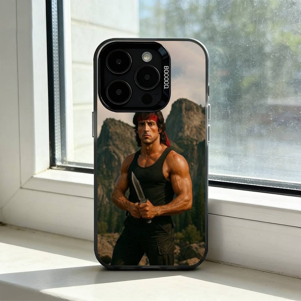 First Blood John R-Rambo Phone Case For iPhone 17,16,15,14,13,12,11 Plus,Pro Max,XS,Colored Silver Plated Inside Cover