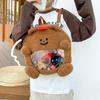 Furry And Cute Bear Plush Backpack With Transparent Layer For Carrying Badges