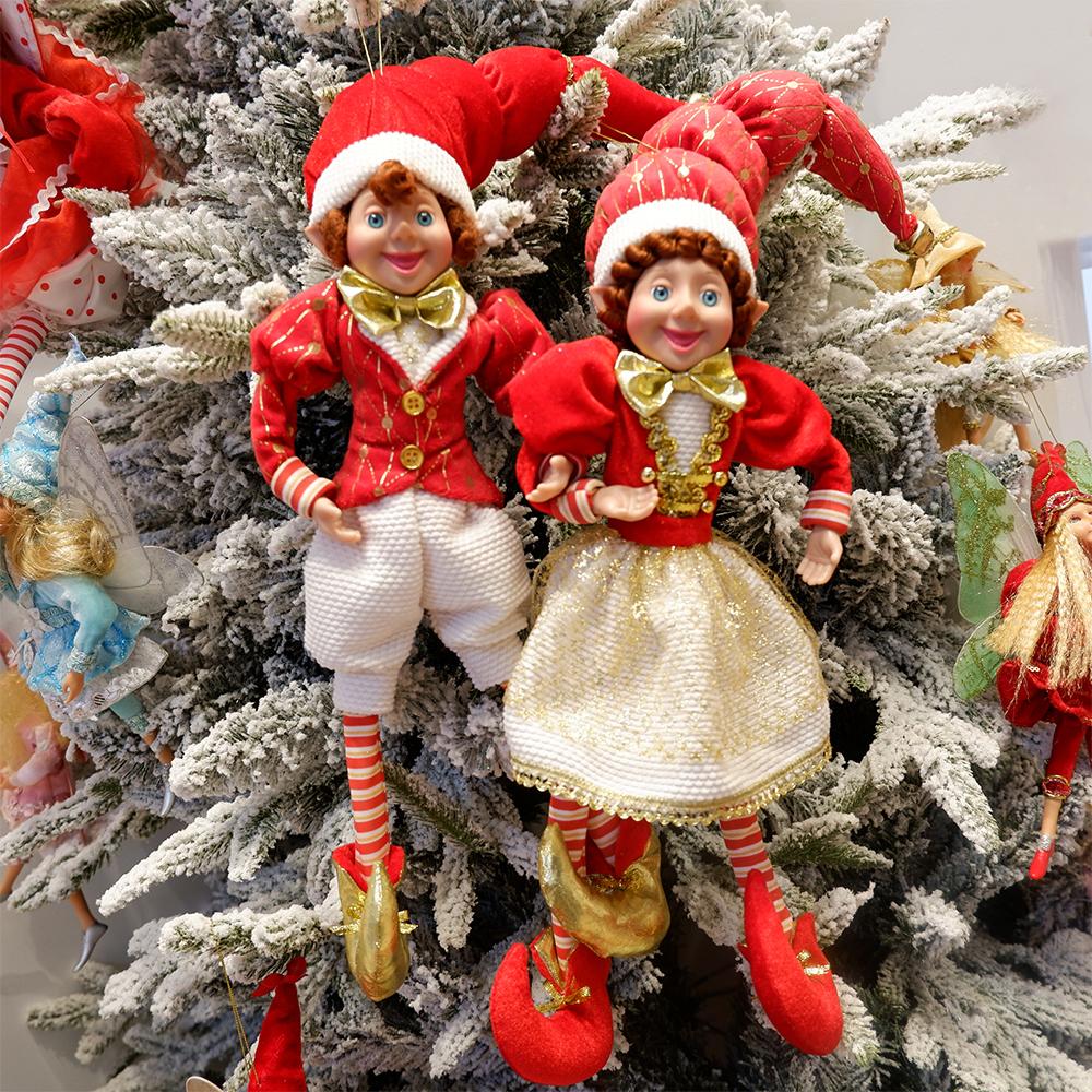 2PCS Christmas Elf Couple Plush Doll Christmas Tree Decoration Navidad New Year Pendant Ornaments Home Decor Kids Toy Gift