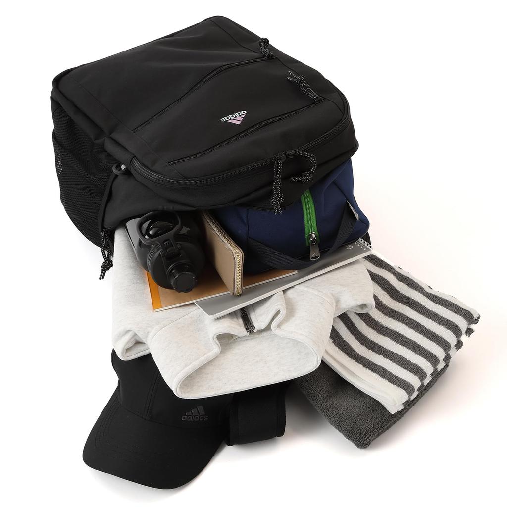 Backpack B4 size storage inch PC storage 31L Round type 1 compartment School bag School backpack Black x Sky x Gray H47 x W31 x D20cm [Adidas] 15.6