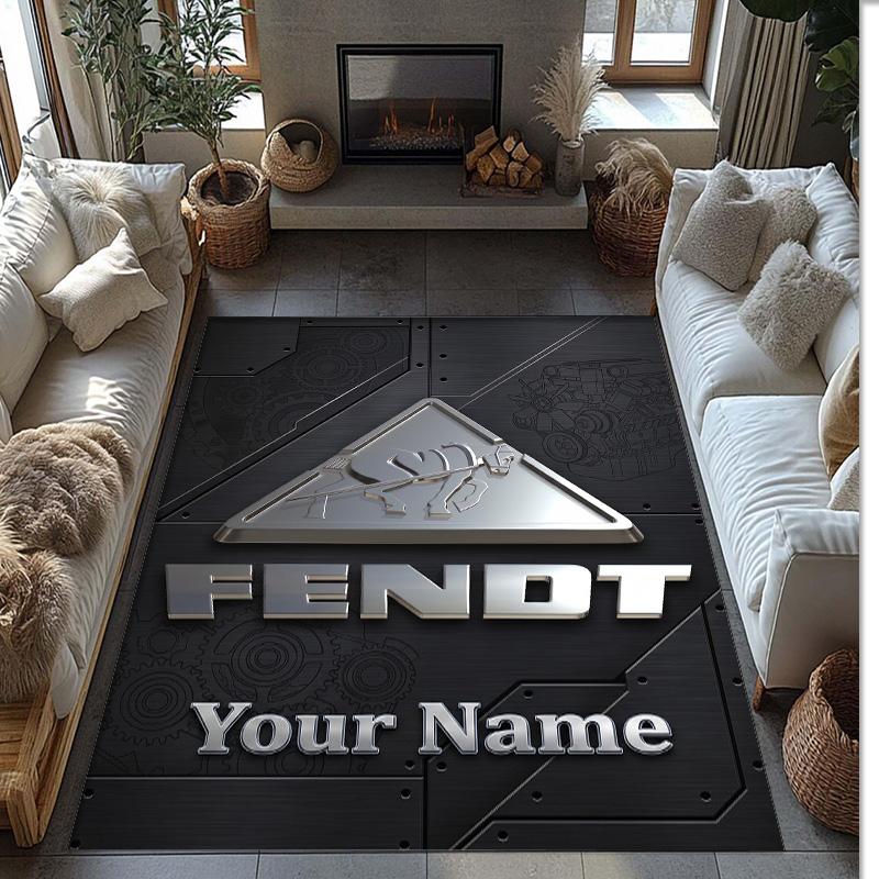 Fendt Crystal Velvet Rug, Custom Name Text Personalized Non‑Slip Floor Mat for Home Decor Gift