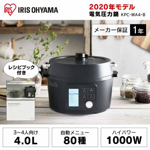 Iris Ohyama Electric Pressure Cooker, 7-in-1 Function, Includes 80 Recipe Book, Time-Saving, Easy Cooking, 4.0L, Black, KPC-MA4-B