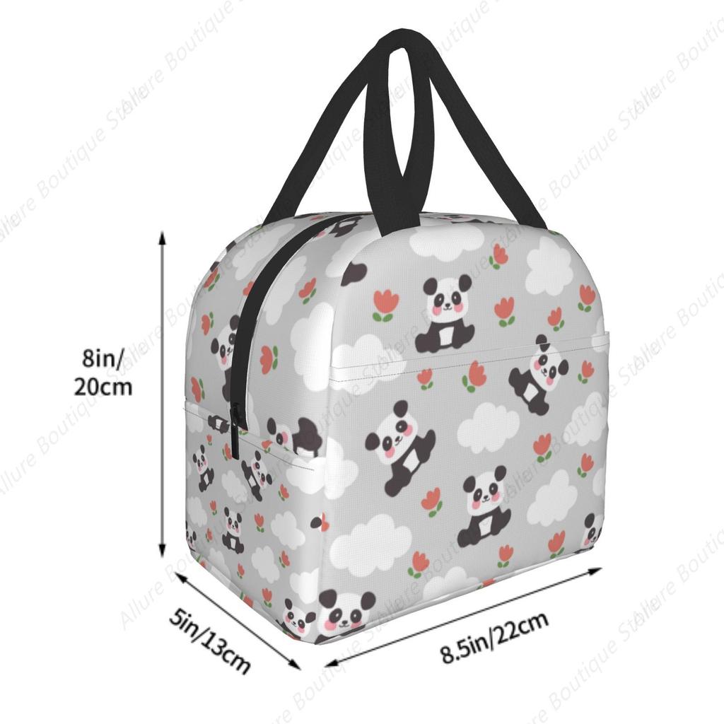 Cartoon panda Lunchtas Waterdicht Geïsoleerd Canvas Koeltas Thermisch Koude Voedsel Picknick Reizen Tote voor Vrouwen Kinderen