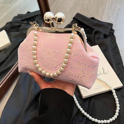 Luxury Brand Metal Shoulder Bags Women New Fashion Sequined Crossbody Bags Beading Pearl Party Large Capacity Bags for Women