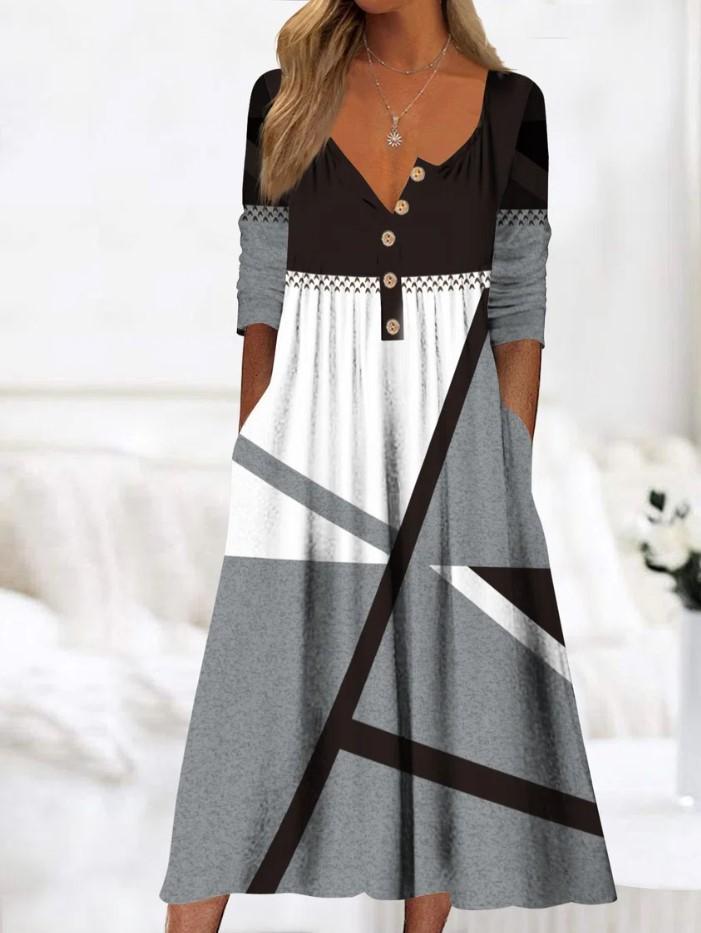 New loose casual plant dress women s clothing S чёрный