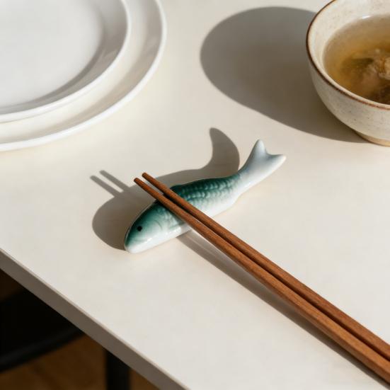 Chopstick Rest Ceramic Fish Shape Chopstick Holders Cute Spoon Fork Knife Rack for Home Kitchen Table Decoration