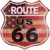 Vintage Route 66 Square Metal Tin Sign Garage Home Bar Decor 20x20cm