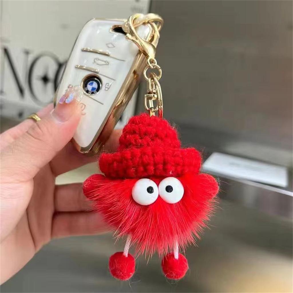 Faux Mink Briquette Bag Charm, Cute Plush Backpack Pendant, Cartoon Doll Gift, Car Keychain