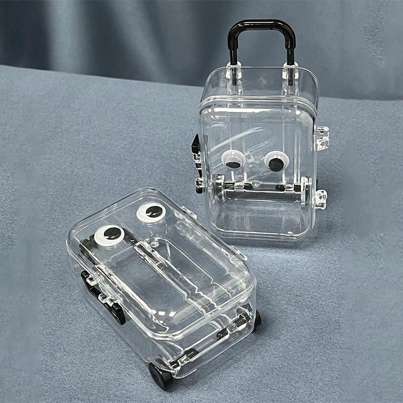Creative Jewelry Storage Box Mini Cute Clear Luggage Suitcase Candy Box Wedding Gift Packaging Desk Organiser Decoration