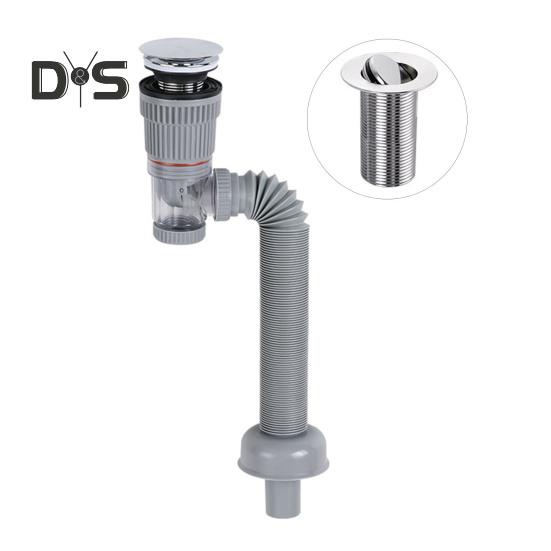 

Комплект сливного отверстия для раковины в ванной с гибким расширяемым P-образным сифоном, герметичным, предотвращающим появление запахов, простая установка, гибкий комплект сливных труб для раковины A серый