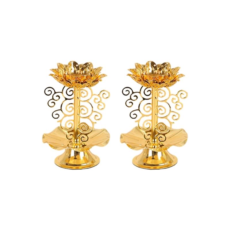 

1Pair Iron Lamp Home Table Centerpieces Lotuss Desk Advents Candle Holder Butter Lamp Lotuss Candle Holder