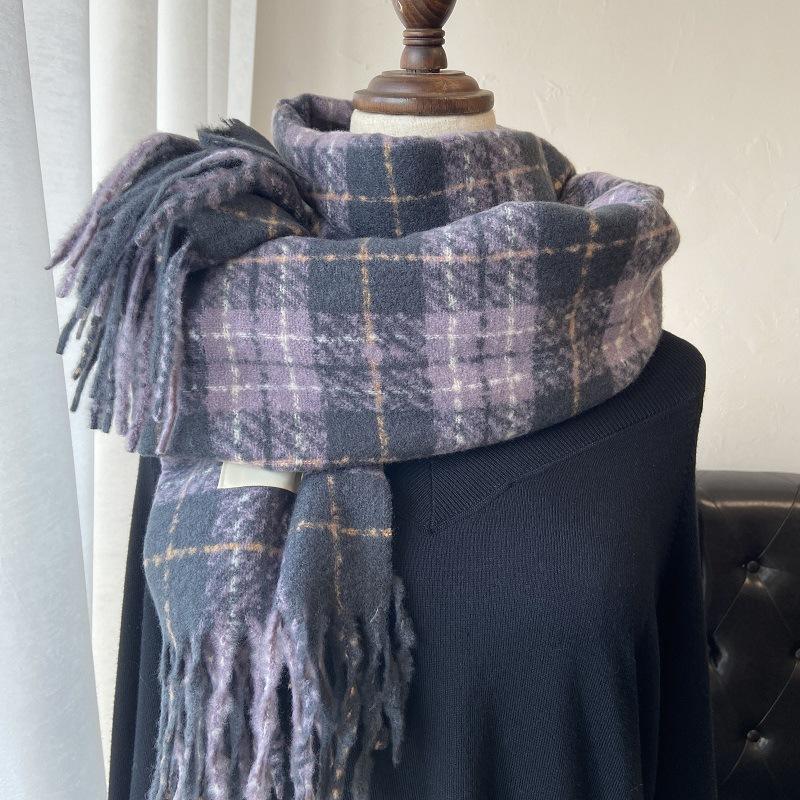 Taro purple high-end tassel new plaid scarf women's autumn and winter Korean version versatile shawl students keep warm