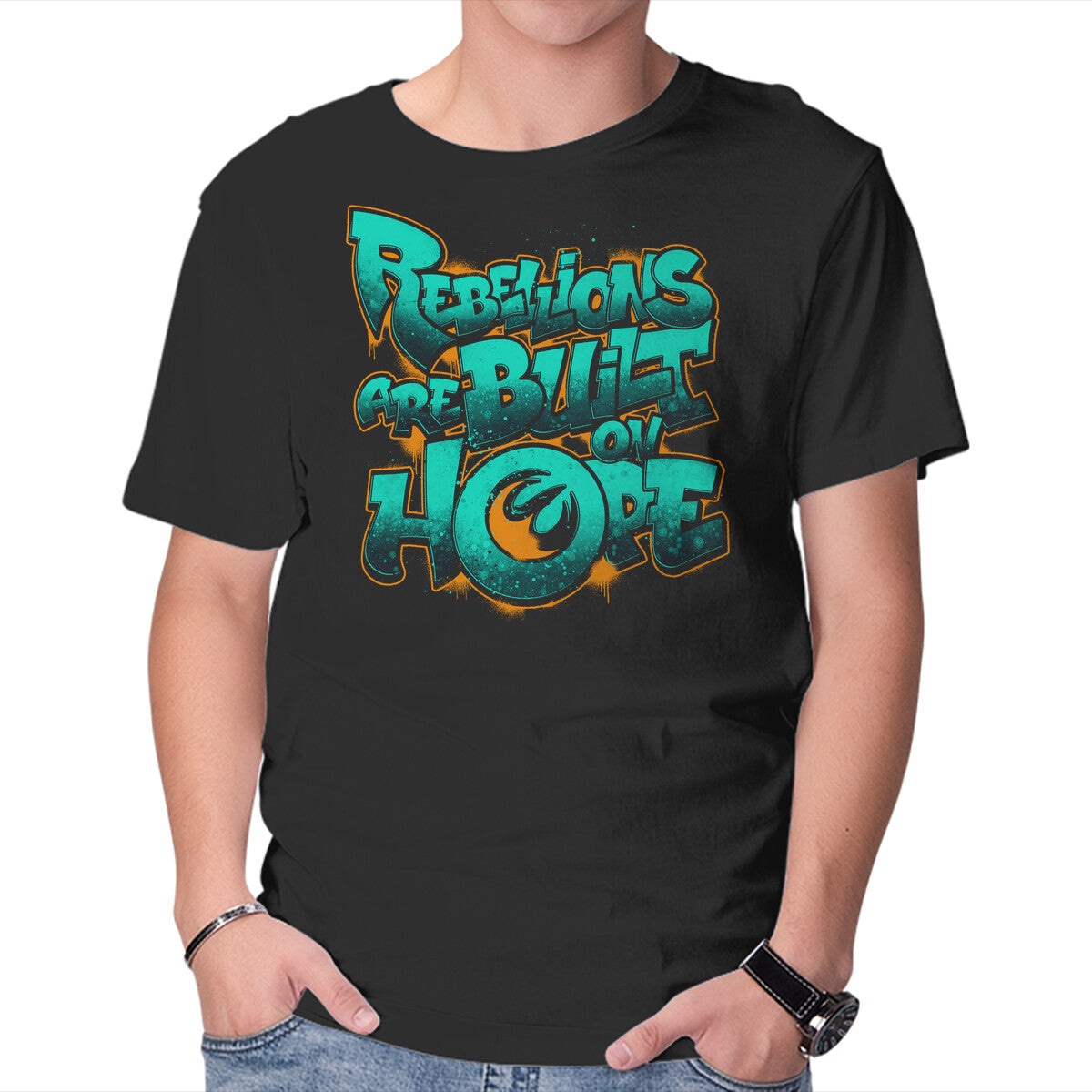 Unisex Crew Neck T-Shirt Rebel Phoenix Graphic Short Sleeve Casual Tee L