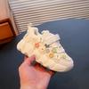 Kids Princess Shoes Thick Soft Sole Trendy Girls Sports Shoes Sweet Embroided 2024 New Fashion Children Sneakers with Flowers