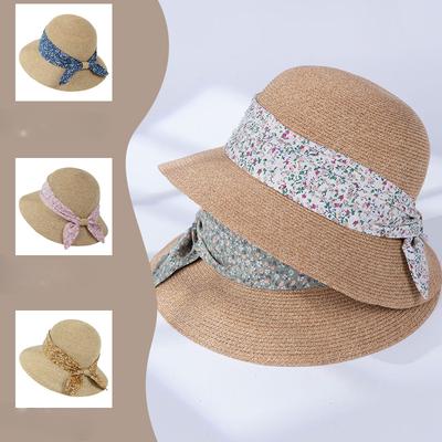 New Summer Elegant Fisherman Hat French Pastoral Straw Hat Women Outdoor Large Hat Brim Showing Small Sun Protection Hat
