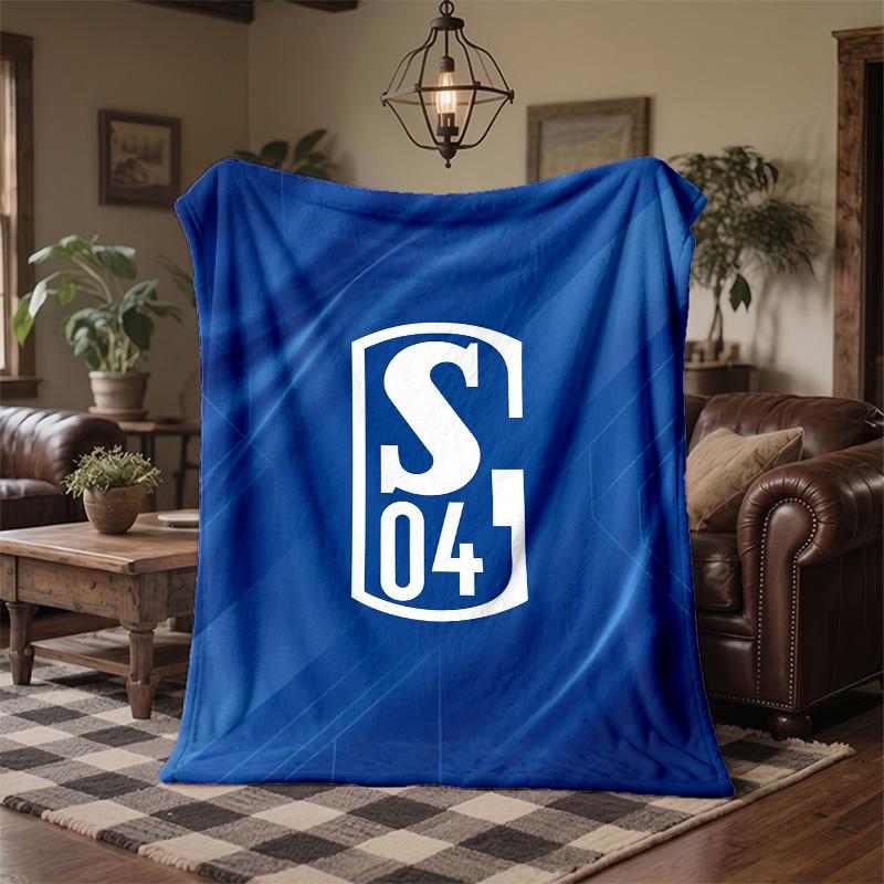 Schalke 04 Theme Fleece Blanket Cozy Soft Plush Blanket For Bedroom Couch Travel