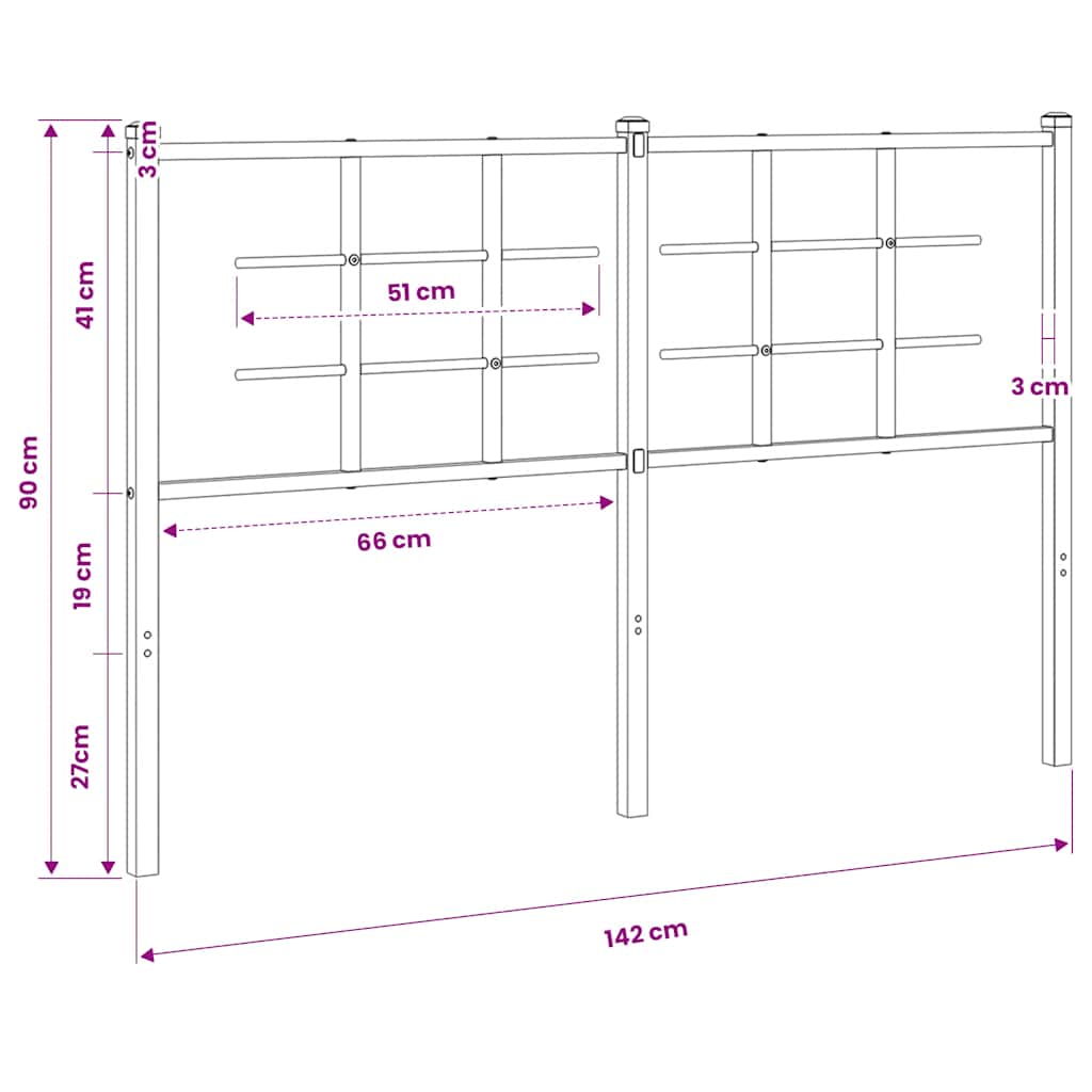 Replacement Headboard Metal White 135 Cm