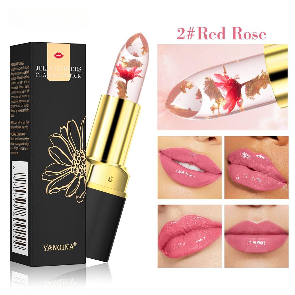 Flower Lipstick Clear Jelly Color-changing Gold Leaf Lipstick Warm Change Lipstick Non-stick Cup Non-fading Lip Gloss