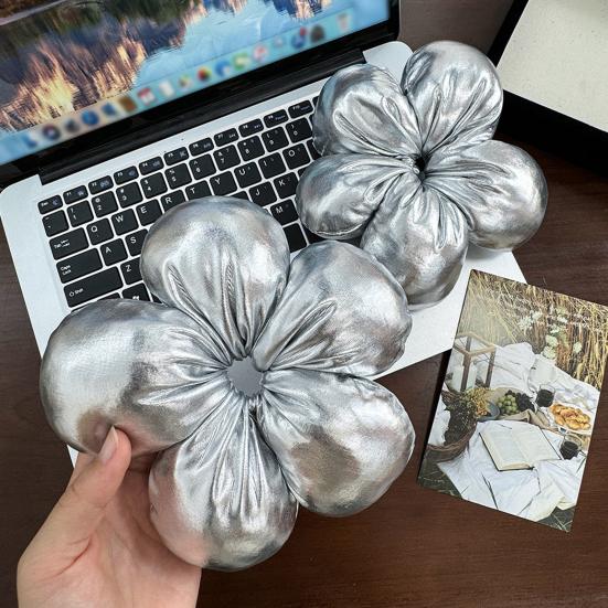 Hair Rope Five-Petal Flower Soft Elastic Band Glossy Surface Hair Tie Bun Meatball Hair Rope Hair Accessories