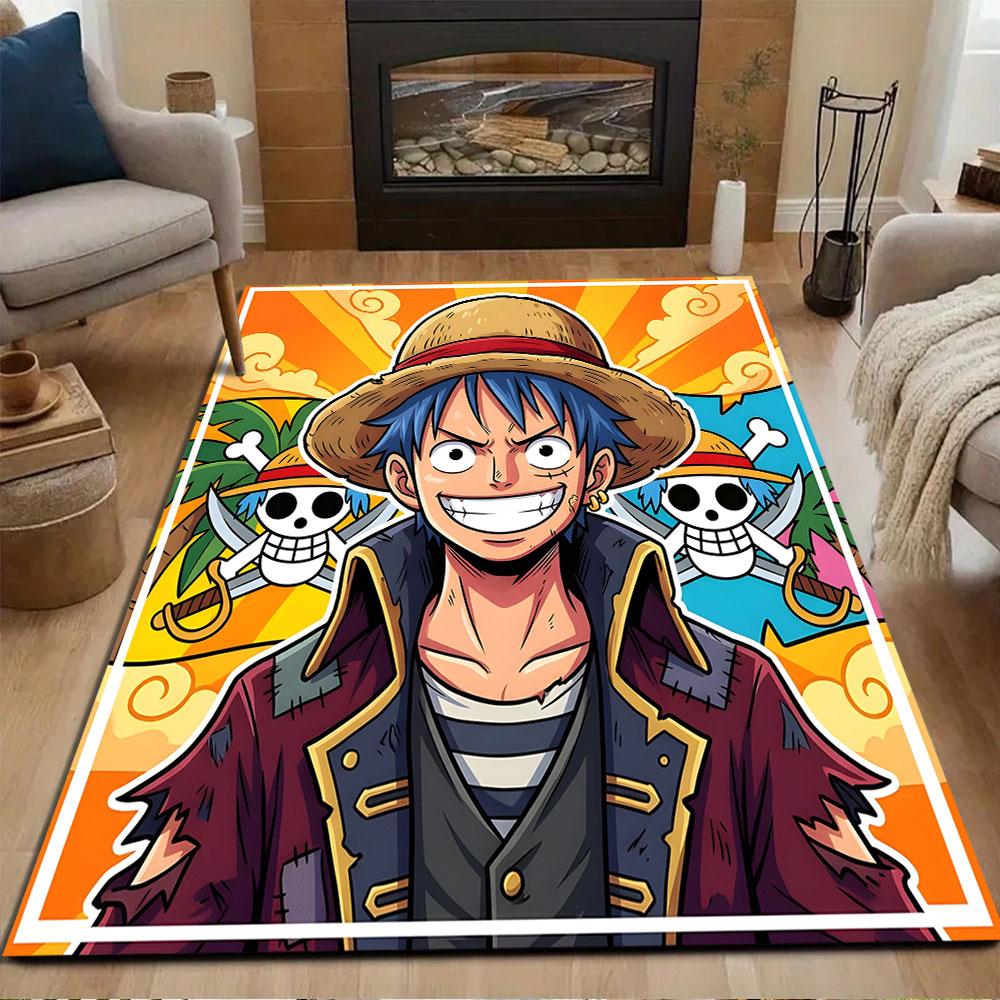 Pirate Adventure Cartoon Style Patterned Carpet, Non Slip Mat Suitable for Living Room and Bedroom Sofas