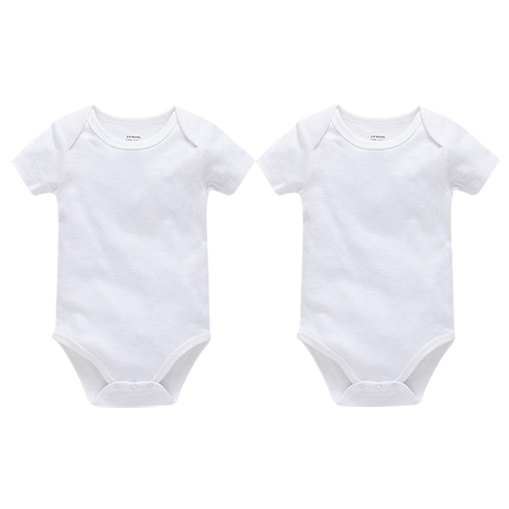 Summer Newborn 100% Cotton Short Sleeve Baby Romper - Plain Color with Snap Crotch, Customizable Print Children's Bodysuit