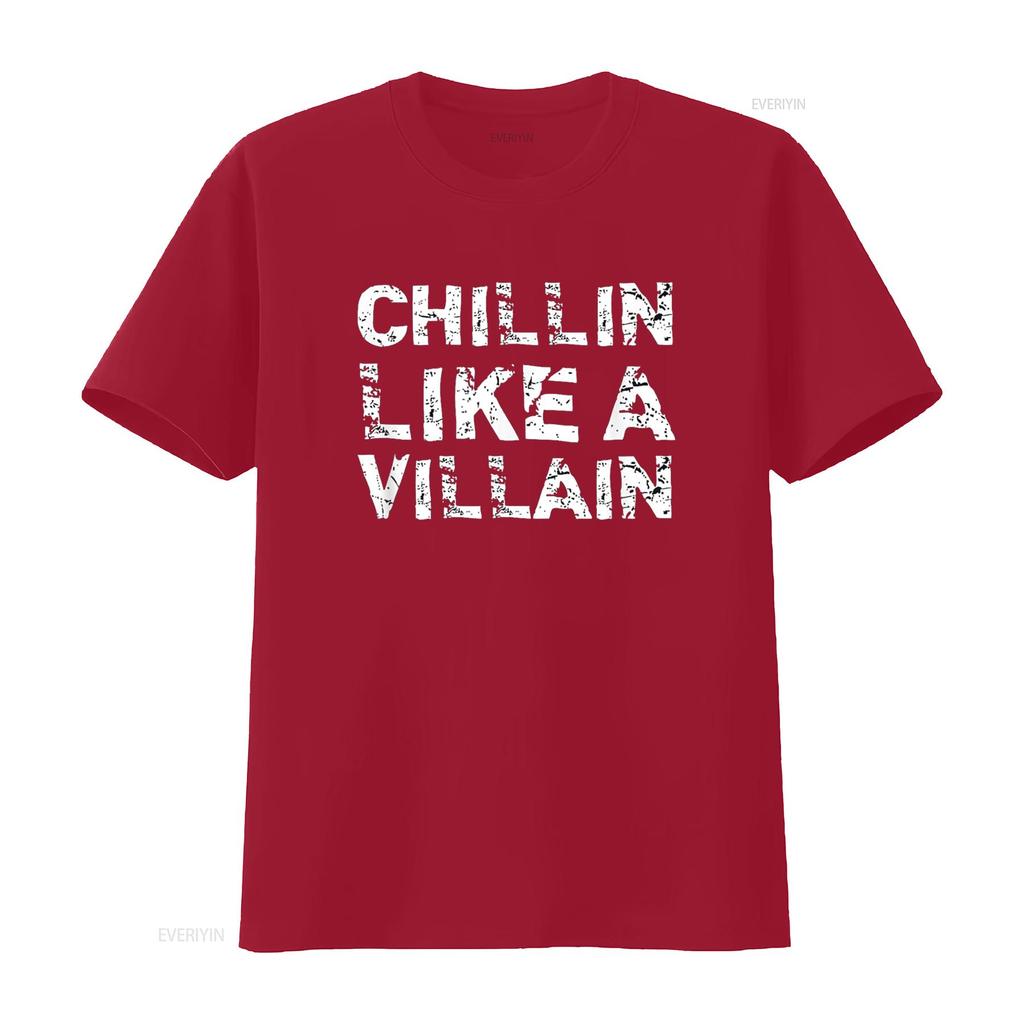 Chillin Like A Villain Vintage Distressed T Shirt vintage Washed designer clothes Unisex Stylish Slightly Casual Breathable
