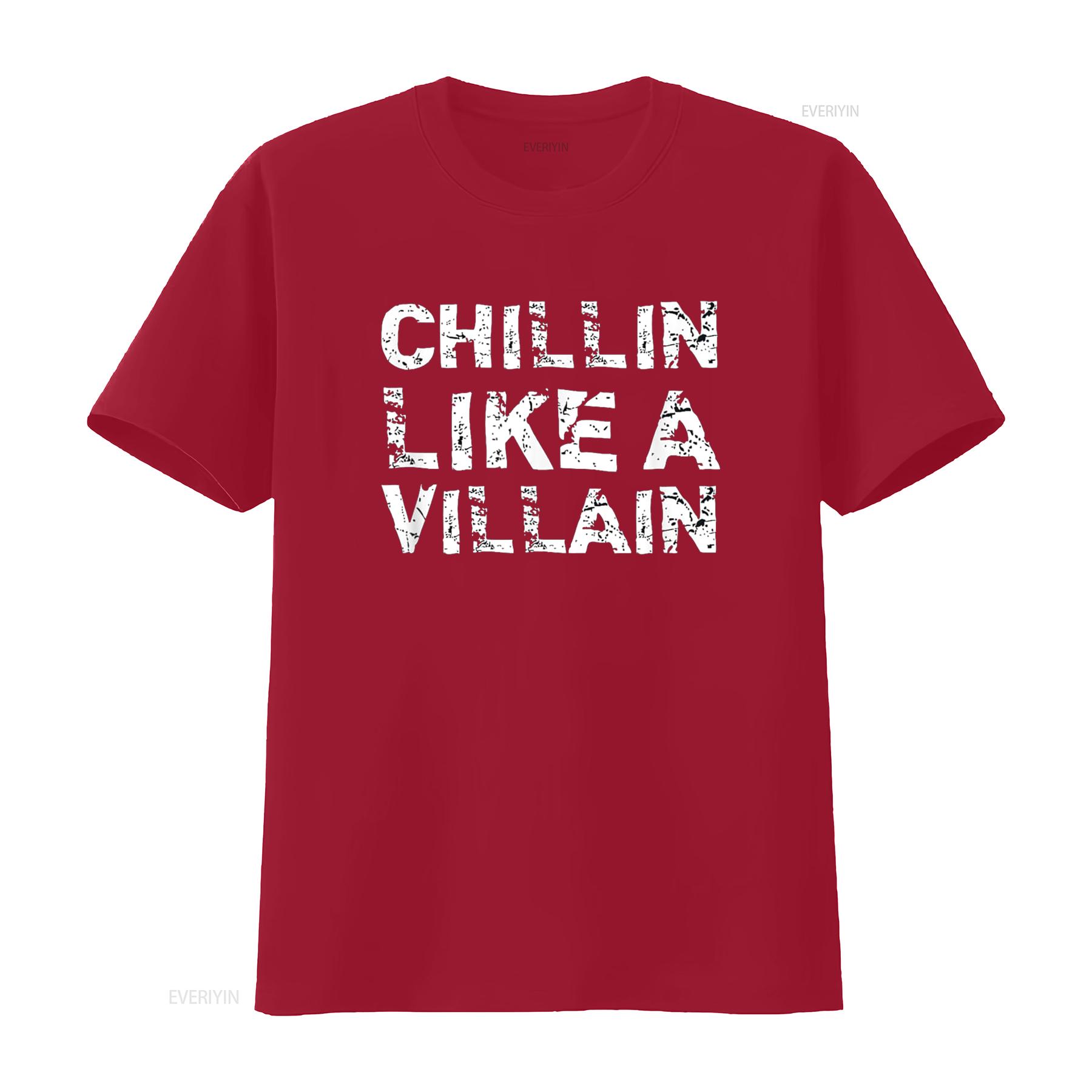 Chillin Like A Villain Vintage Distressed T Shirt vintage Washed designer clothes Unisex Stylish Slightly Casual Breathable S