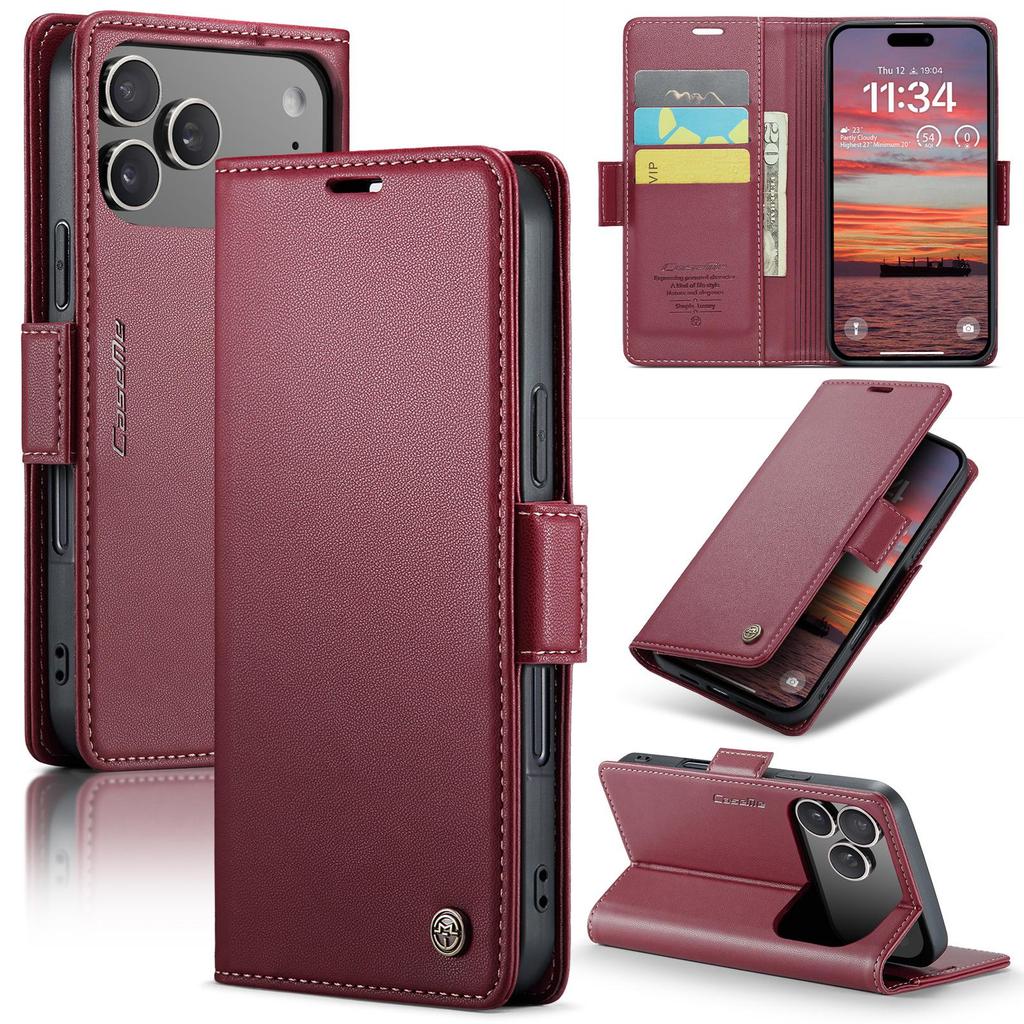 CaseMe-023 Flip Leather Case For iPhone 17 Pro Max Luxury Magnetic Wallet Card Slots Cover Stand Protectives Skins Shell
