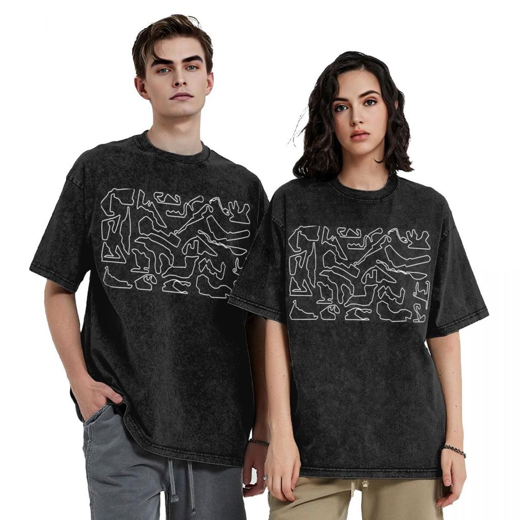 F1 2025 Tracks Hip Hop Short Sleeve T-Shirts Washed Tops Tees Streetwear T Shirt Oversized for Men Women