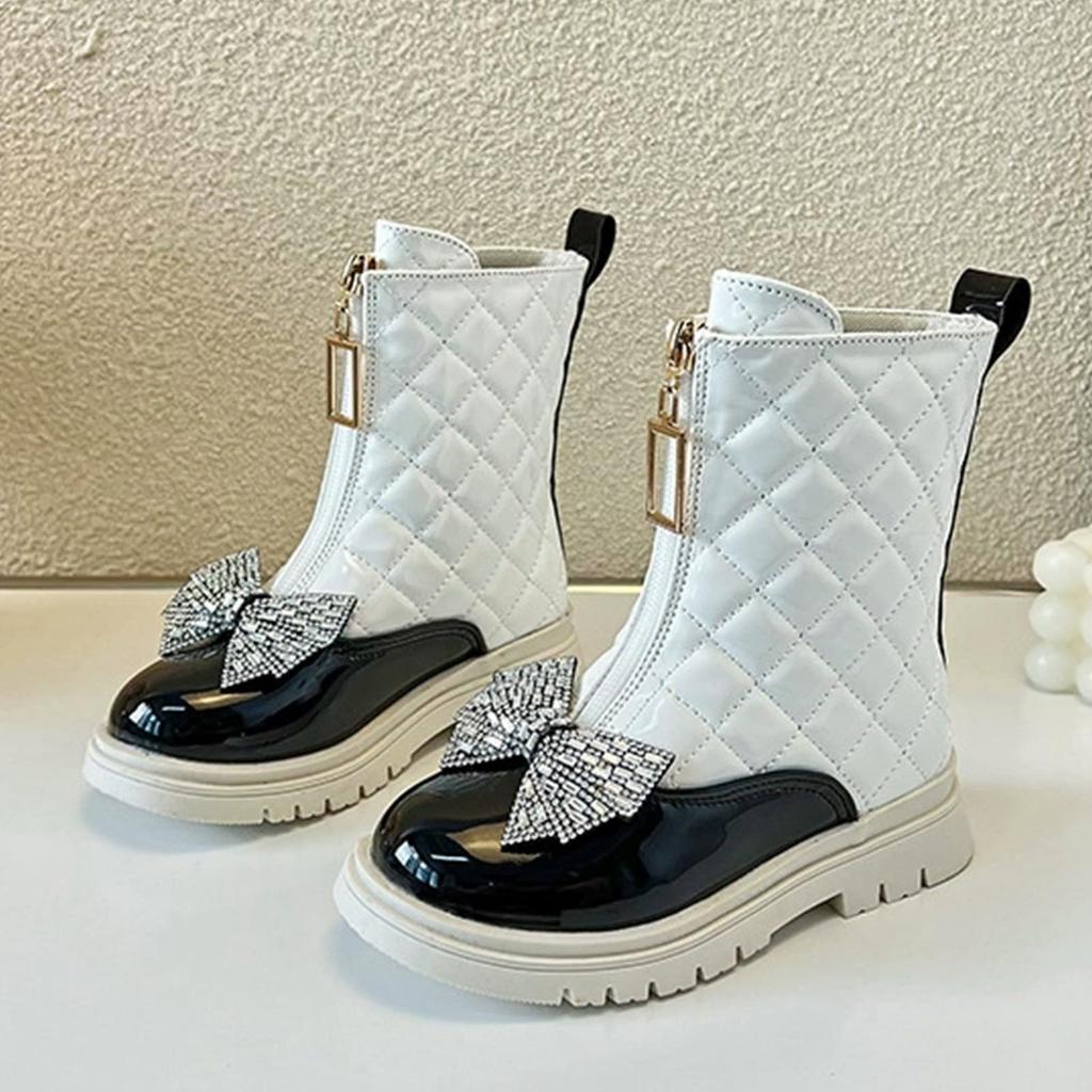 Children's Boots Single Boot British Princess Bow Zipper Short Boots