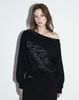 Maegolenseoul Studded One-Shoulder Sweatshirt Black