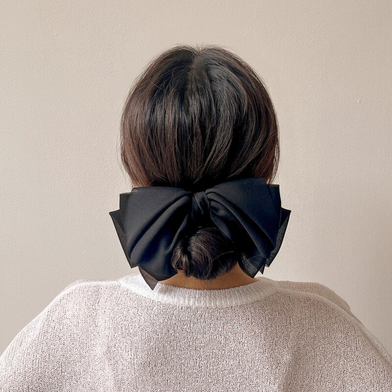 Chiffon double-wing lovely hairpin (black)
