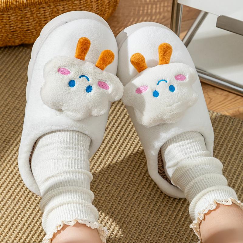 Cotton slippers winter home household indoor warm non-slip thick bottom couple hair slippers autumn and winter