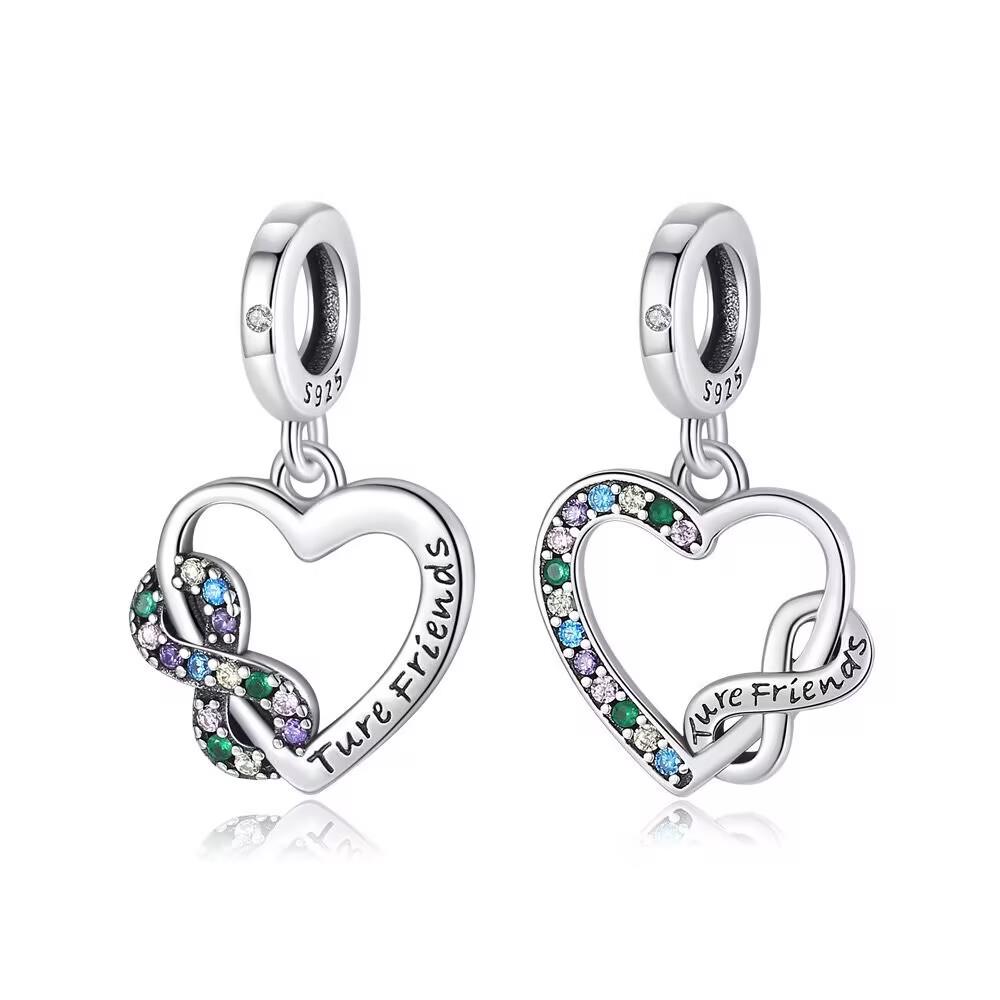 New Copper Shining Colorful Zircon Love Bow Fitting Charm Pendant Compatible With for Authentic Bracelets Do It Yourself Girls Jewellery Love Gift