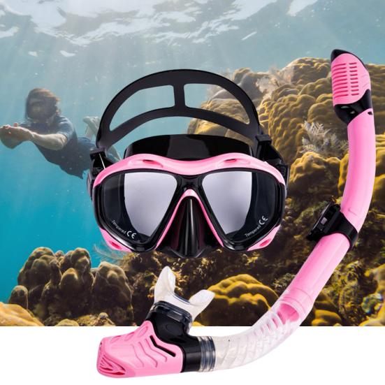 1 Set Swimming Goggles Set Breathable Anti-fog High Clarity Large Frame Silicone Diving Face Goggle Full Dry Breath Tube Snorkeling Supply