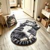 Cute Cartoon Lazy Cat-Shaped Rug Fun Creative Home Decor For Bedroom Beside Floor Mat Entrance Bathroom Washable Soft Carpet