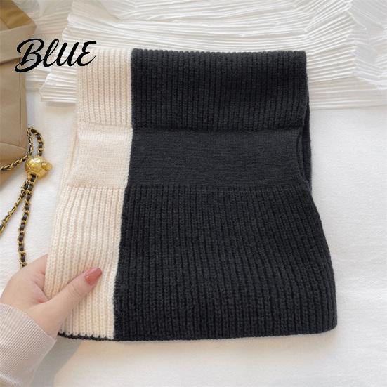Fashionable Color Block Neck Gaiter Knitted Warmer Scarf for Women Winter Cold Weather Windproof Gaiter Convenient Buckle Contrast Shawl Collar,