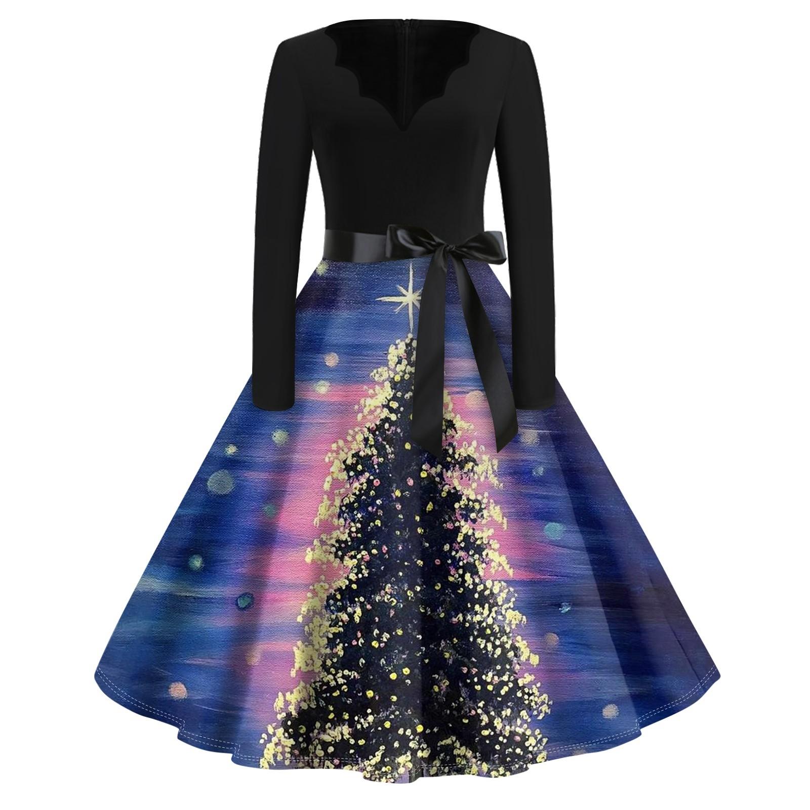 Женское повседневное модное длинное платье с V-образным вырезом и длинным рукавом — фото 6