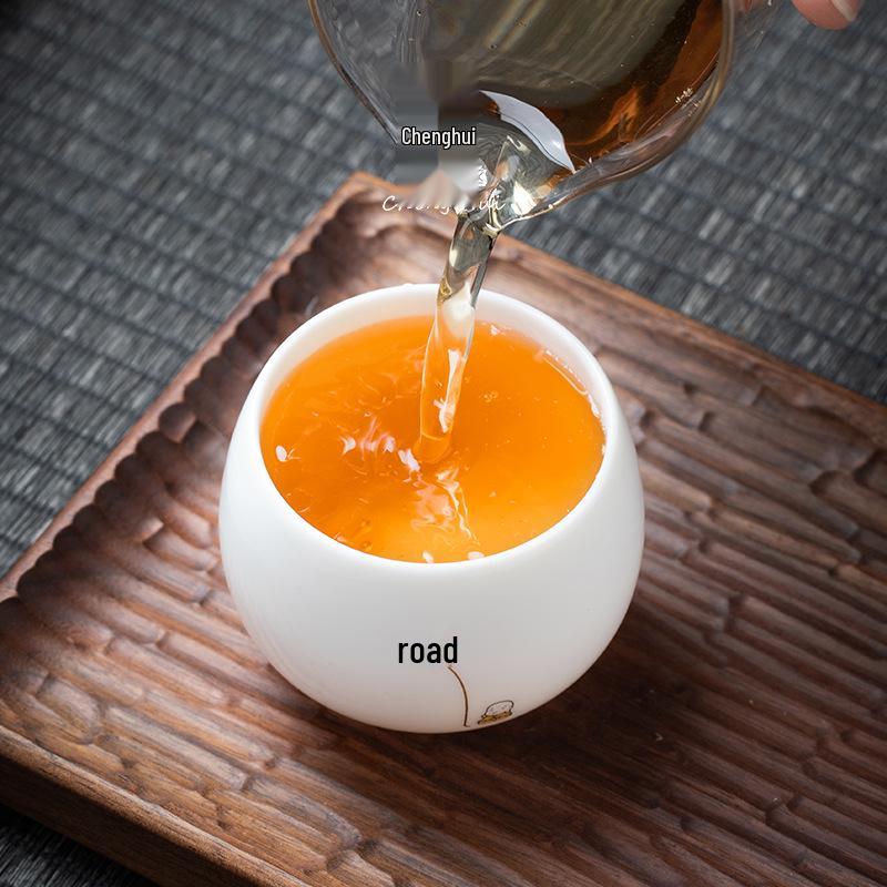 Mutton Fat White Porcelain Tea Tasting Cups, Set of 6 - Individual Ceramic Teacups with Gift Box