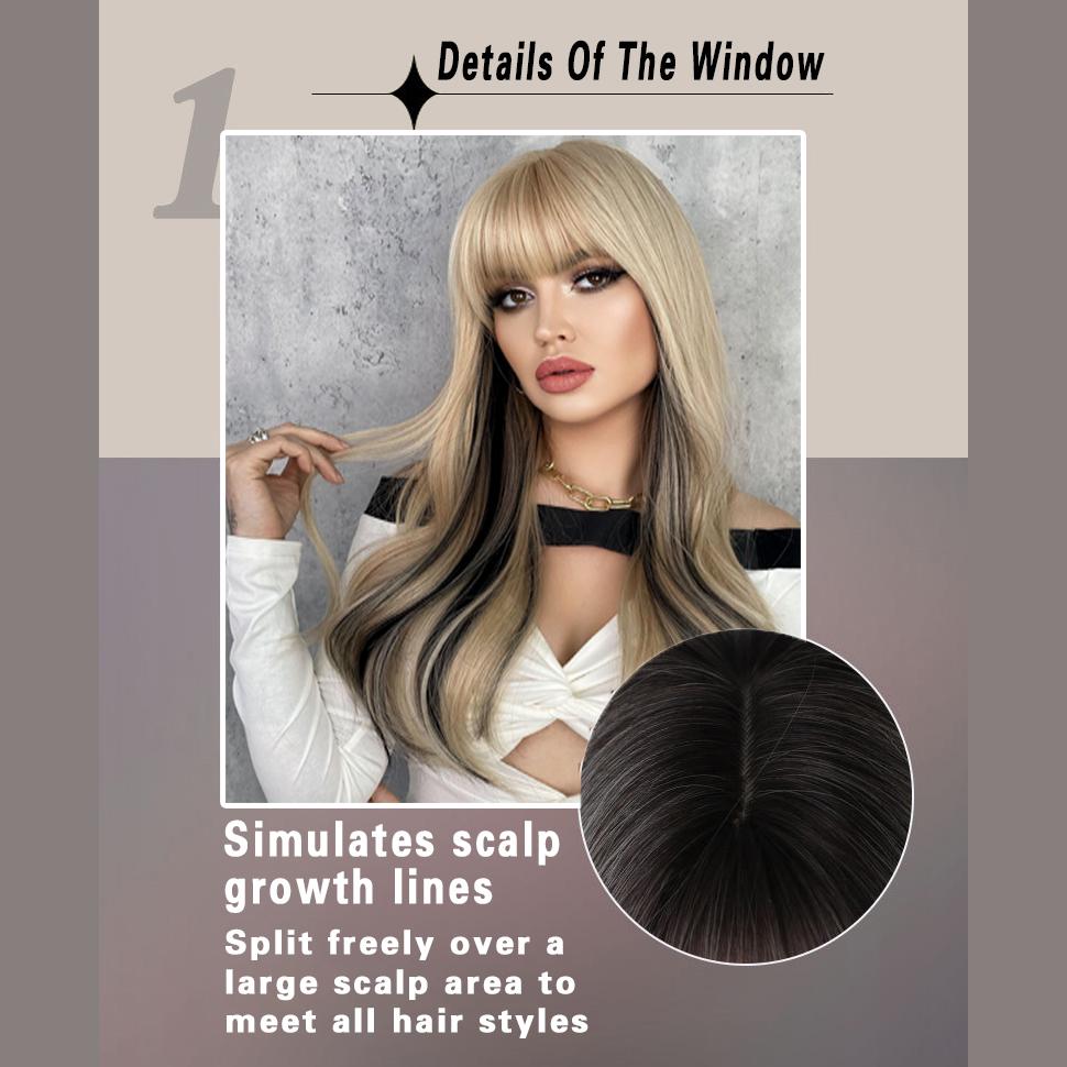 Women's 62cm Hair Simulation Hair Long Hair Straight Hair Rose Hair Net Headwear Full Head Cover Natural and Realistic Wig