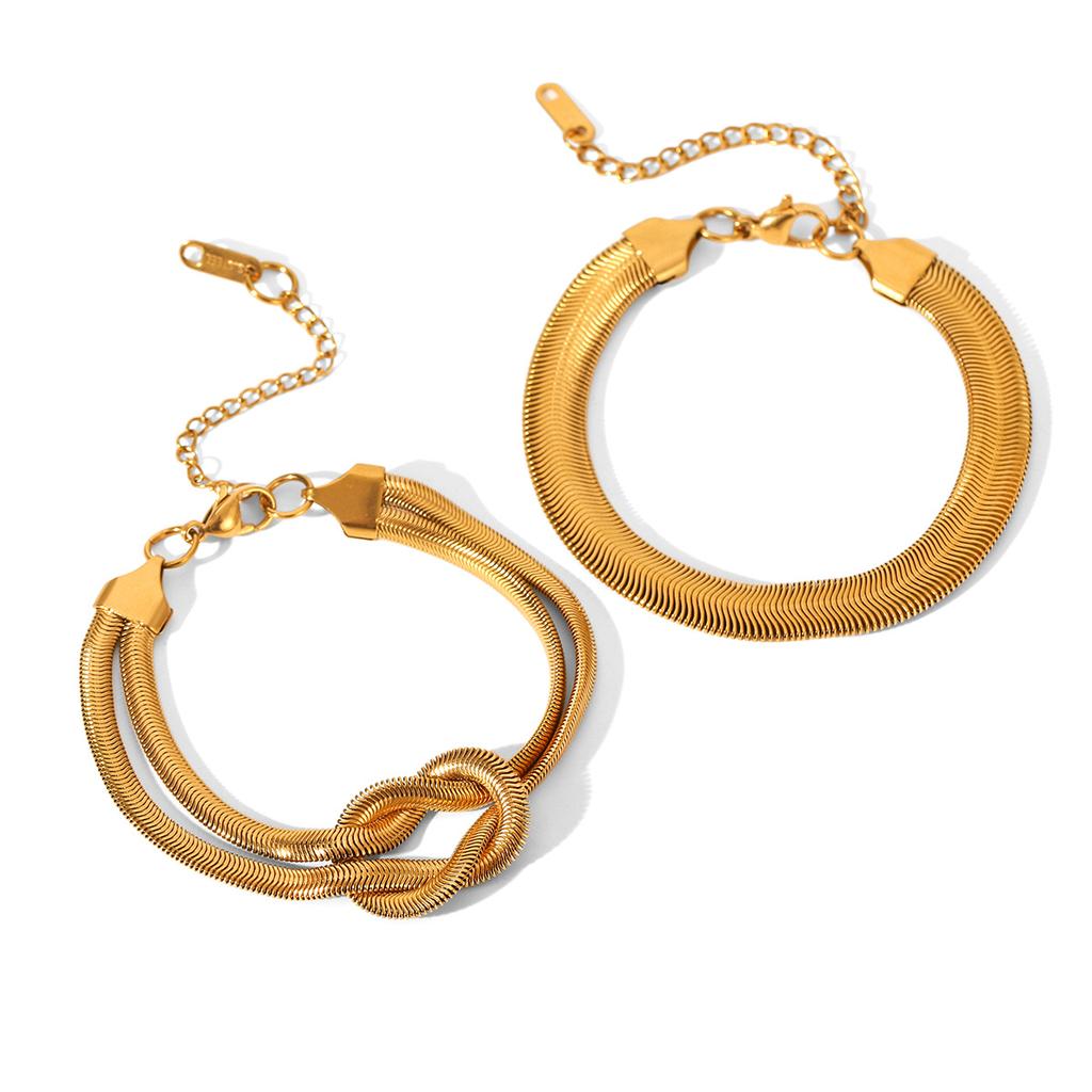 Exaggerated unique hand jewelry 18k gold snake chain bracelet for women, high-end knotted bracelet, Instagram style