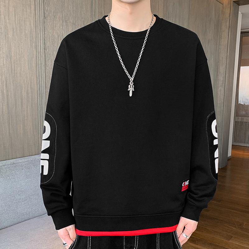 Sweater Men's Spring and Autumn Fattening Plus Size Loose Version Fat Man Long-sleeved T-shirt Jacket Casual Men's Clothing