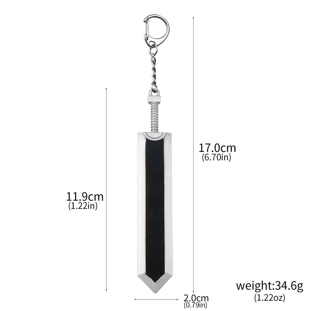 Anime Guts Dragon Slashing Keychain Sword With Red Logo Key Pendant Cosplay Props For Men Women Backpack Keyring Jewelry Gift